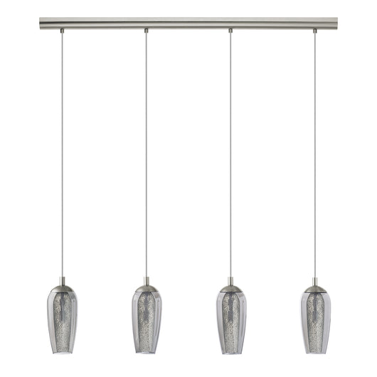 Lampadario A Sospensione Moderno Farsala Acciaio Nichel Vetro 4 Luci G9 3W