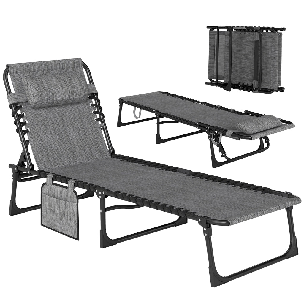 Chaise Longue Pieghevole ¨C zephmum ¨C Grigio 189x58x30 cm