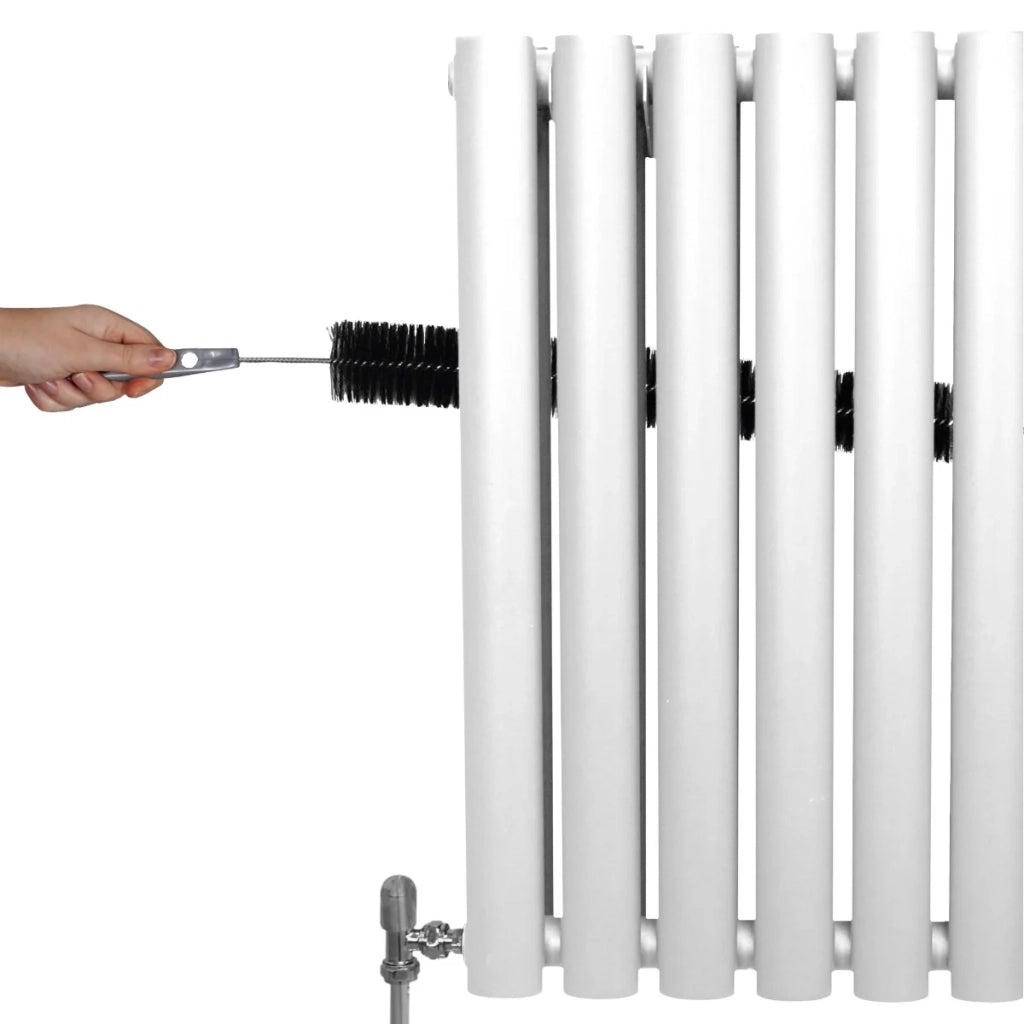 Radiatore a colonna ovale e valvole cromate TRV Designer bianco 1600mm x 480mm