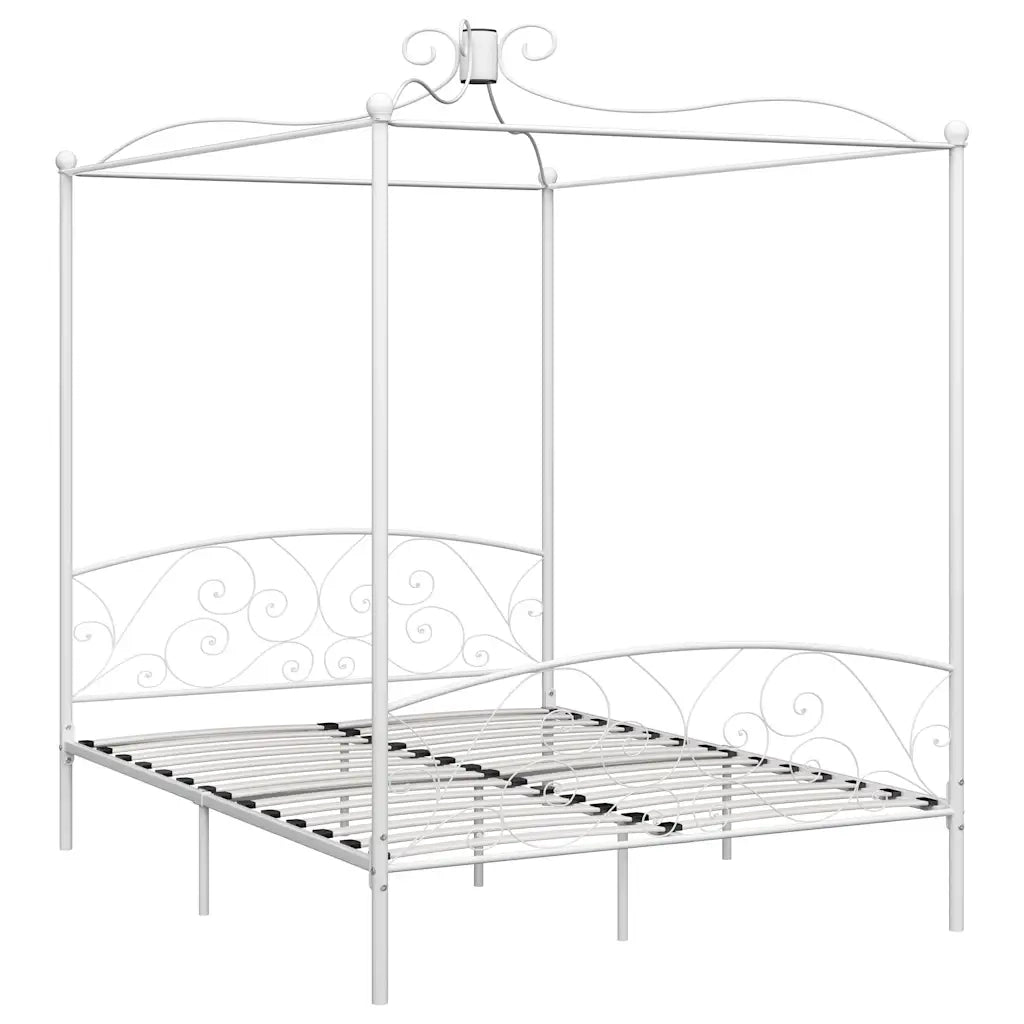 Letto matrimoniale | Letto per adulti | Letto a Baldacchino Bianco in Metallo 180x200 cm