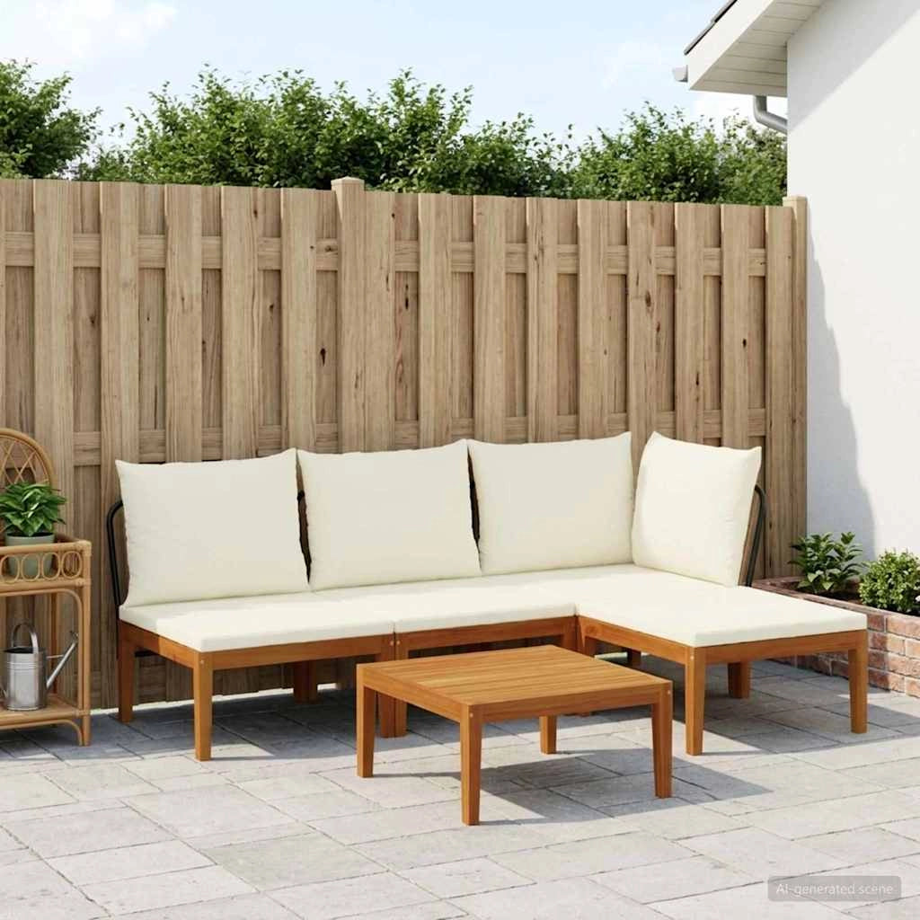 5 pz Legno massiccio di acacia e corda Naturale 3407764