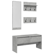 Set Mobili da Ingresso 4 pz Grigio Cemento in Legno Multistrato