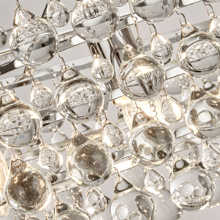 Lampadario Contemporaneo Michelle Acciaio Cromo Vetro 5 Luci E27