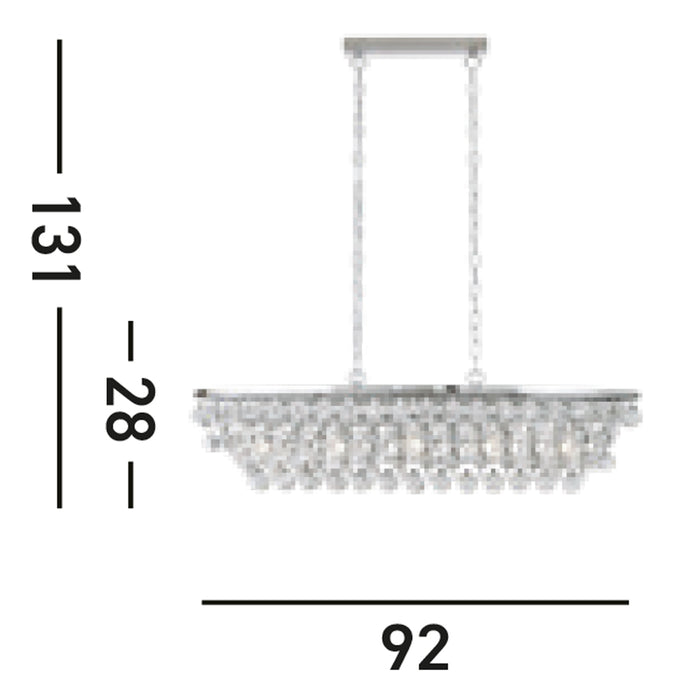 Lampadario Contemporaneo Michelle Acciaio Cromo Vetro 5 Luci E27