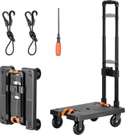 Carrello trasportabile pieghevole con cinghie elastiche e pneumatici in gomma - massimo 50 kg - carrello di trasporto con cordoncini elastiche