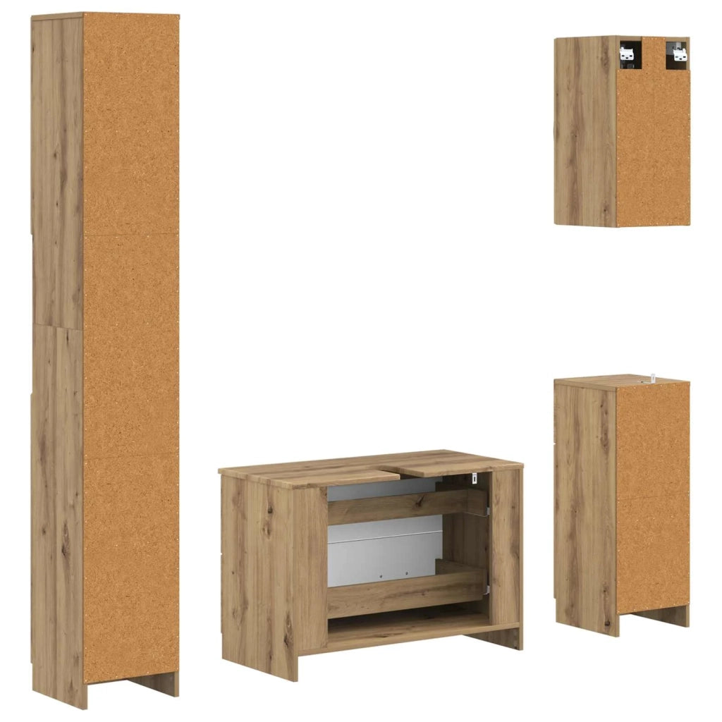 Set di Mobili da Bagno da 4 Pezzi UTRECHT Rovere Artigianale 3417980