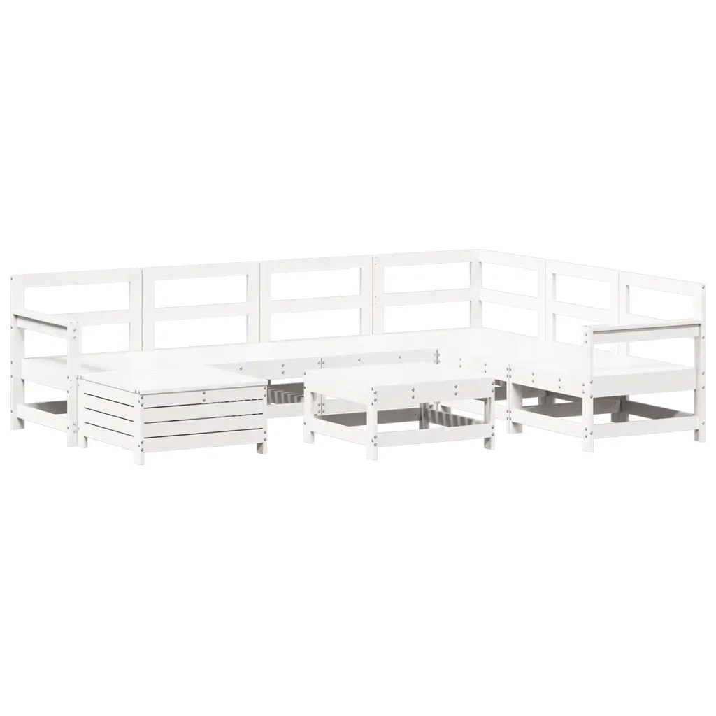 Set Divani da Giardino 8 pz in Legno Massello di Pino Biancocod mxl 92801