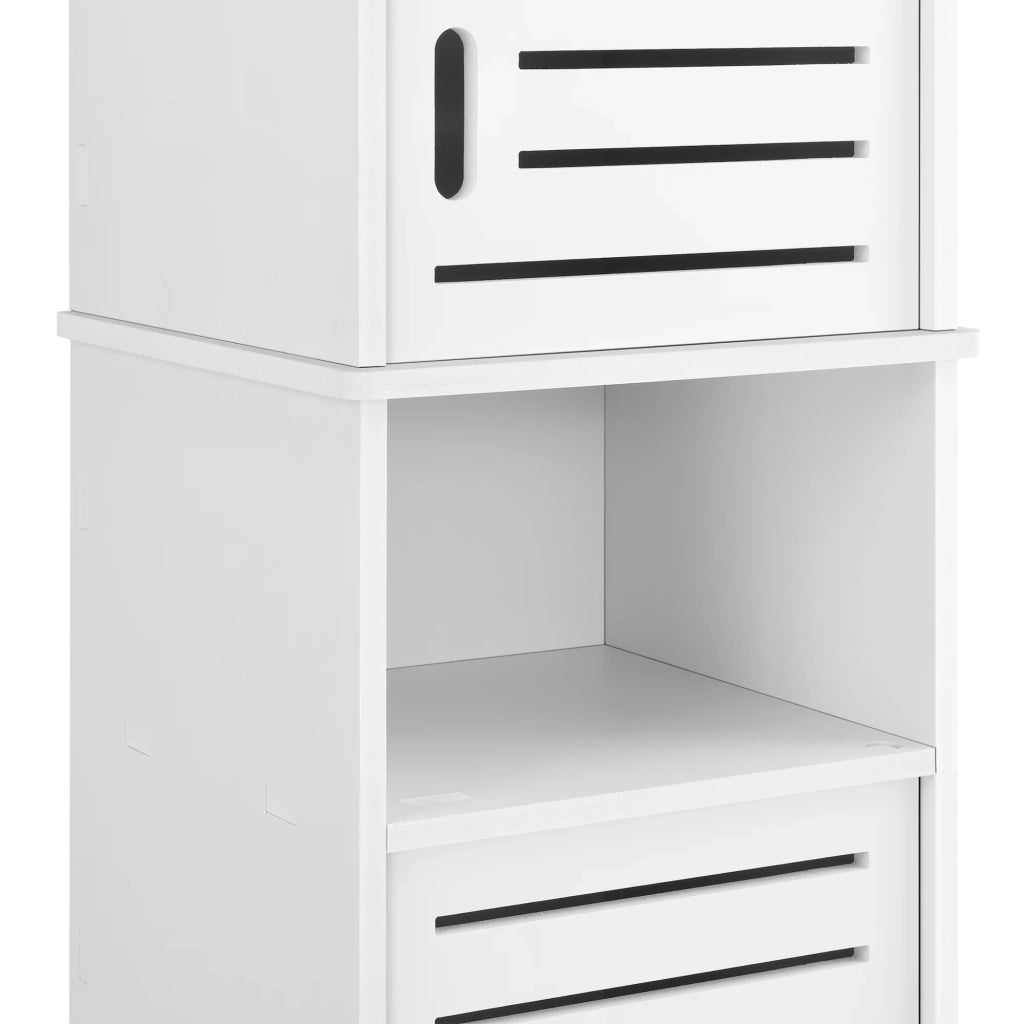 Colonna da bagno mobile contenitore con ante e più vani portaoggetti 135 cm bianco 03_0005824