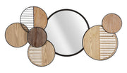 Specchio da Muro Woody 123,2x4,4x63,5 cm in Ferro e Specchio e MDF Multicolor