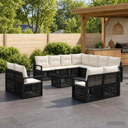 Set Divano da Giardino 12 pz Nero polyrattan 3435883