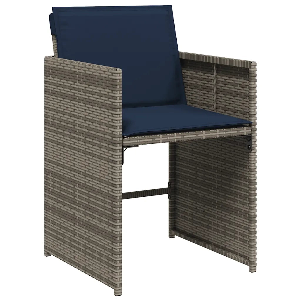 Set da pranzo da giardino da 7 pz con Cuscini in Polyrattan Grigio 3277864