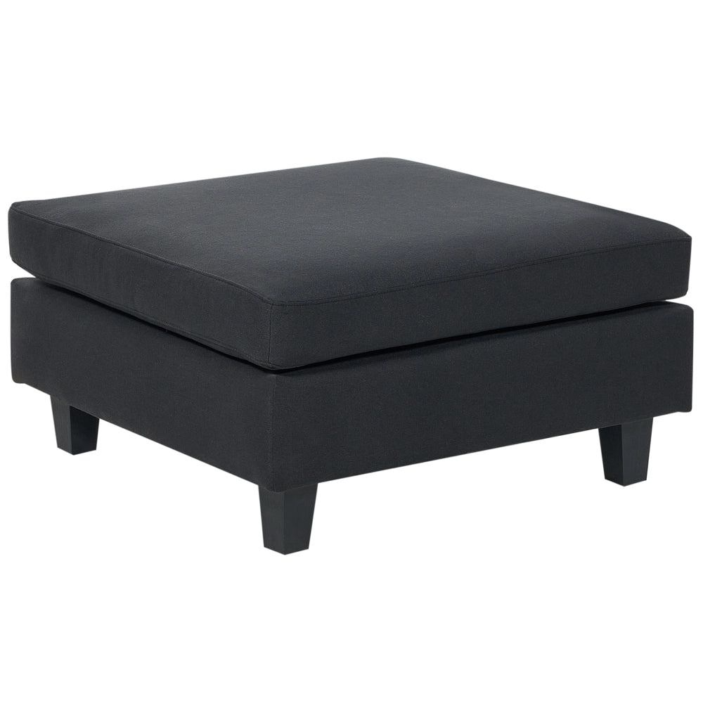 Pouf Poggiapiedi Rivestito Tessuto Nero Quadrato Minimalista Moderno