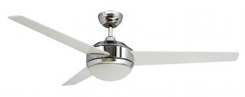 Vam Ventilatore da soffitto Cromato 132 cm luce 2xE27 & Telecomando con Sensore Temperatura