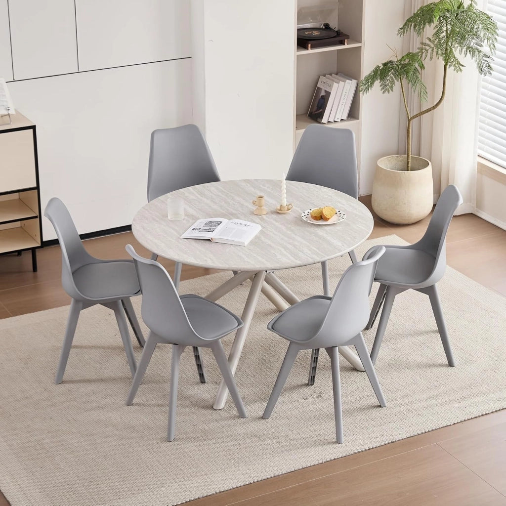 GrandCA HOME Set di 12 Sedie da cucina in plastica,sedie da pranzo moderne con imbottitura e gambe in plastica,stile scandinavo,adatte per sala da pranzo,soggiorno,cucina - Grigio