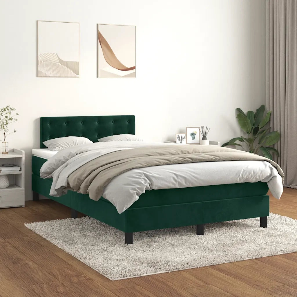 Giroletto a Molle con Materasso Verde Scuro 120x200 cm Velluto 3141536