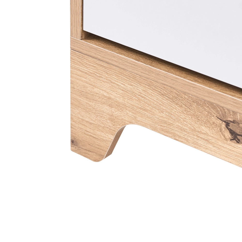 Armadio porta scarpe a 2 scomparti in legno MDF con finitura melaminica design moderno bianco e marrone chiaro