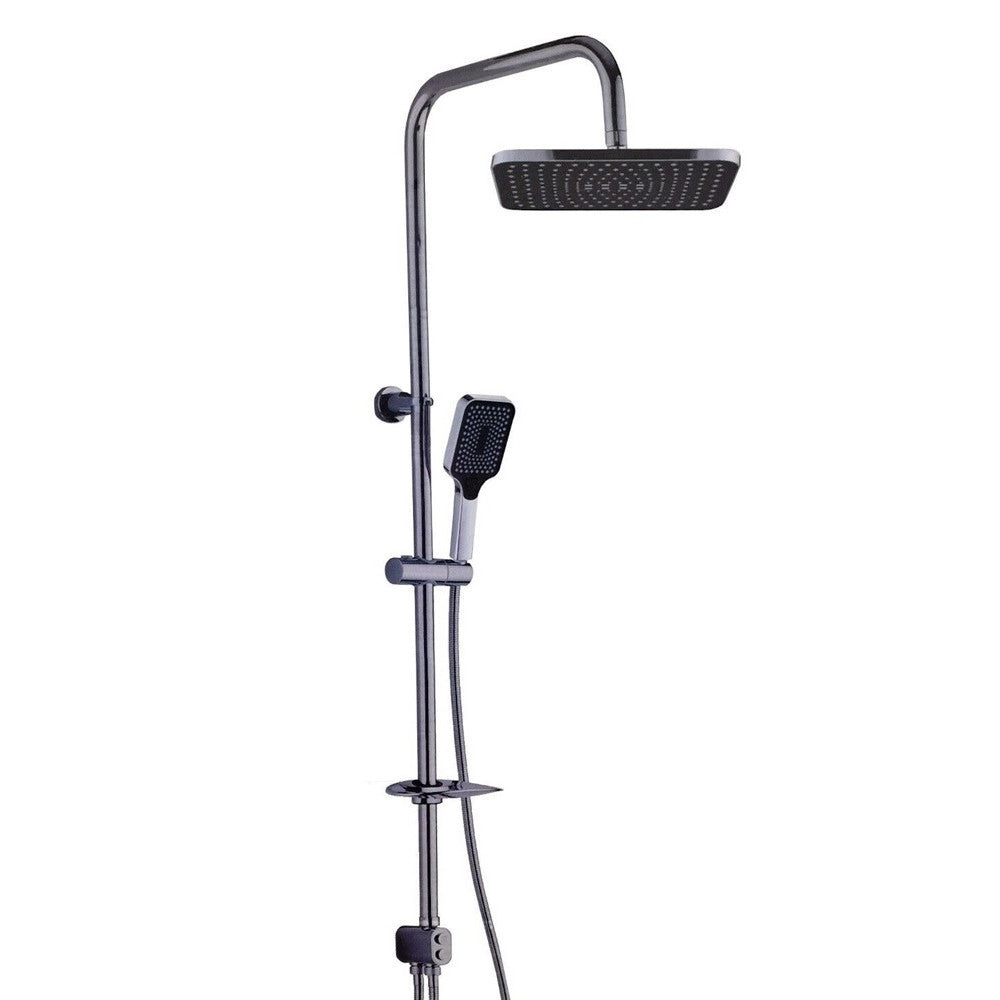 Trade Shop - Asta Saliscendi Cromata Colonna Doccia Soffione Fisso Doccetta Portasapone 87307 -