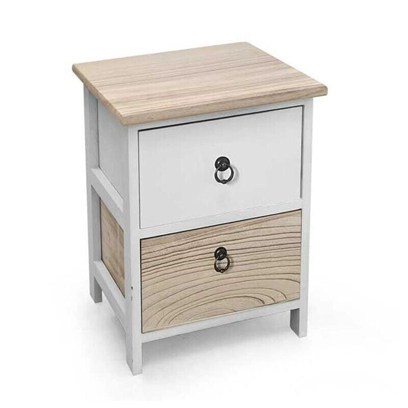 CASSETTIERA IN LEGNO CON 2 CASSETTI COLORE BIANCO E NATURALE 26 X 32 X 46 CM