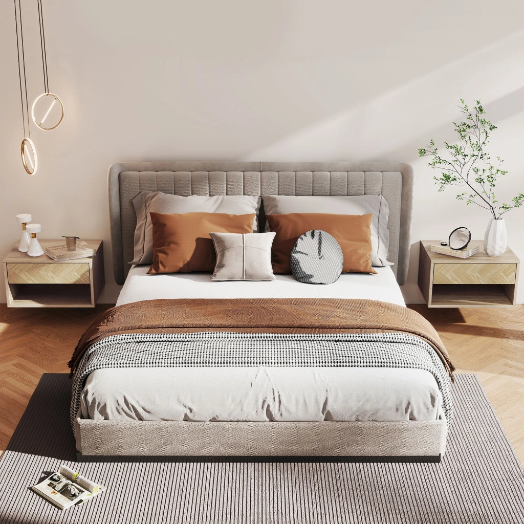Tavolini da notte a muro ¨C zephmum ¨C legno naturale 37x32x21 cm