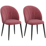 Sedia da Pranzo con Schienale a Conchiglia ¨C zephmum ¨C Velluto Rosso Antico, Gambe Metallo