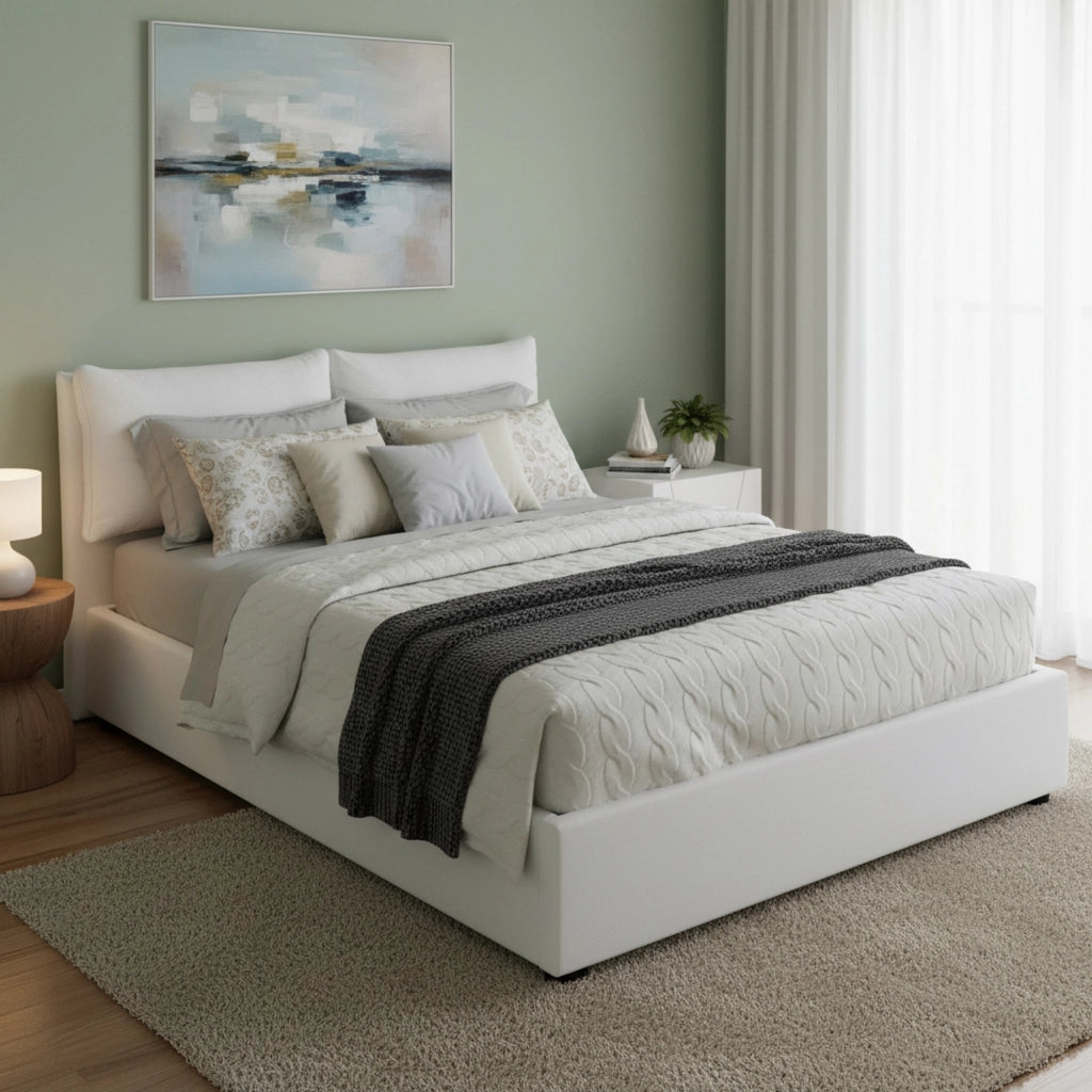 Letto Matrimoniale Mercede, Letto Matrimoniale Contenitore Made in Italy, Bianco