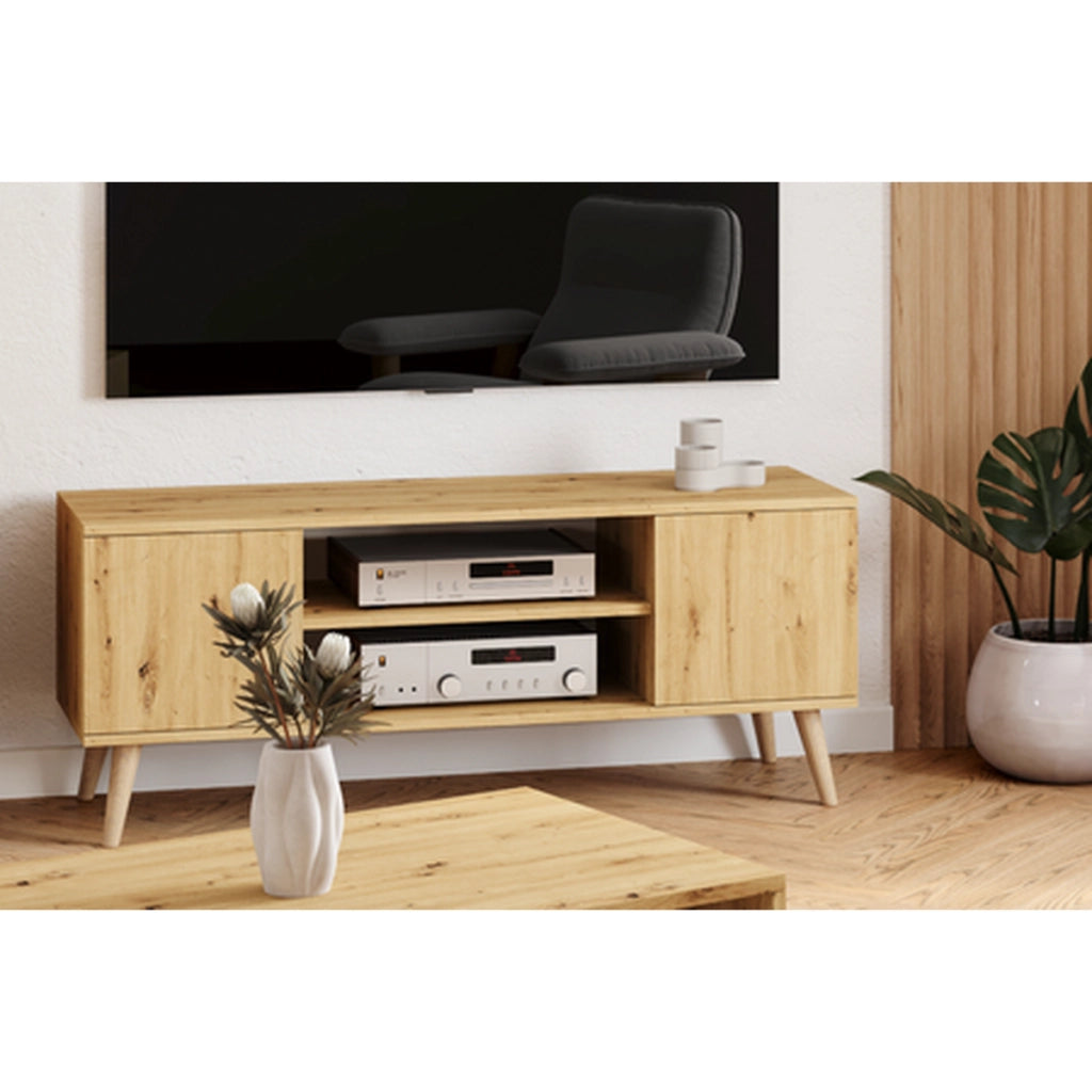 Mobile porta TV Focus in rovere artisan con gambe in faggio