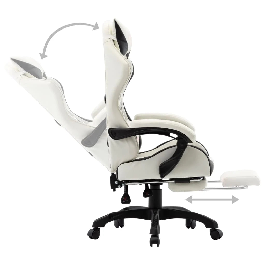 Sedia/seduta girevole da ufficio per uso computer studio videogiochi e con poggiapiedi realizzata in similpelle nera 02_0024223