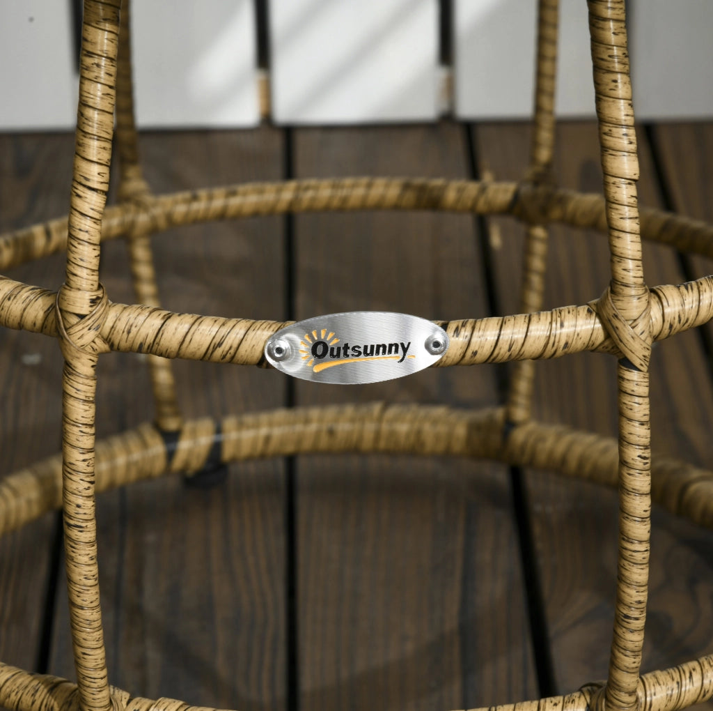 Set da giardino 3 pezzi in rattan PE sabbia con cuscini, per balcone e terrazza