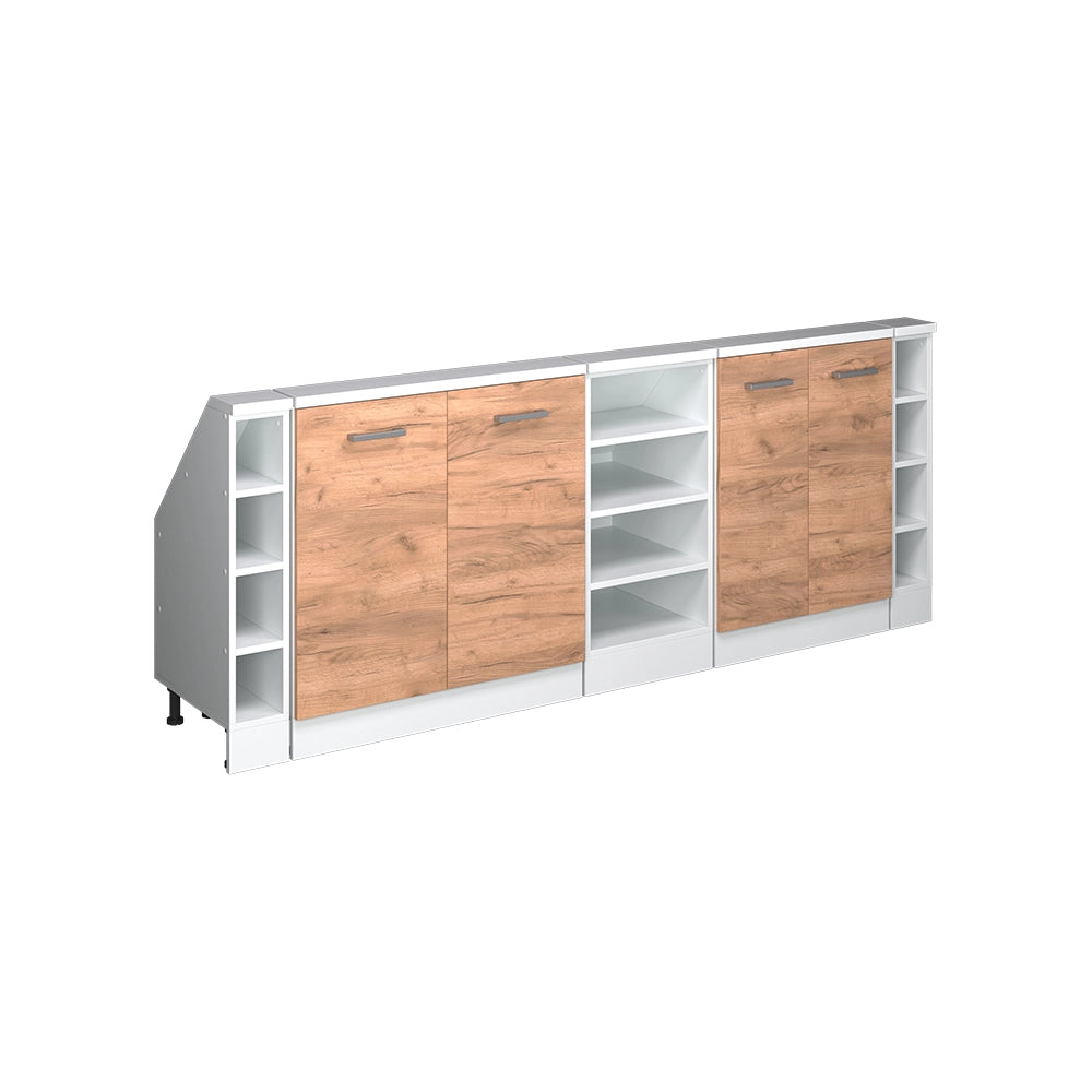 Mobile cucina sottotetto R-Line Rovere dorato/Bianco 210 cm Set di 5 Vicco