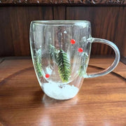Collezione di Natale alberi di pino - Tazza da tè doppia faccia per le vacanze invernali per ufficio e casa.