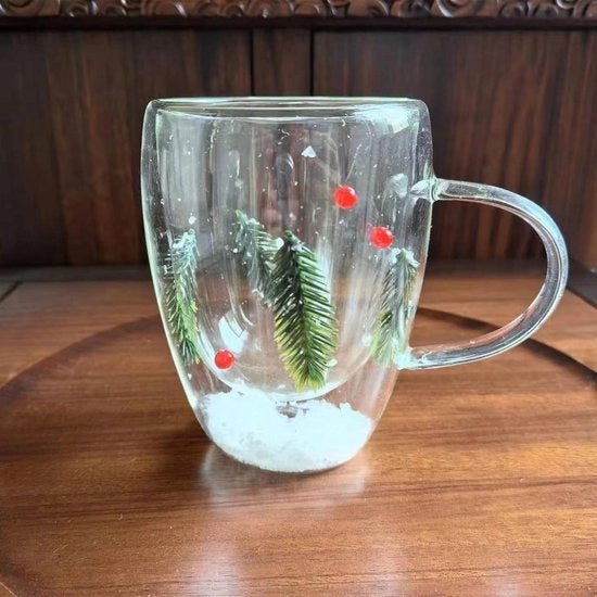 Collezione di Natale alberi di pino - Tazza da tè doppia faccia per le vacanze invernali per ufficio e casa.