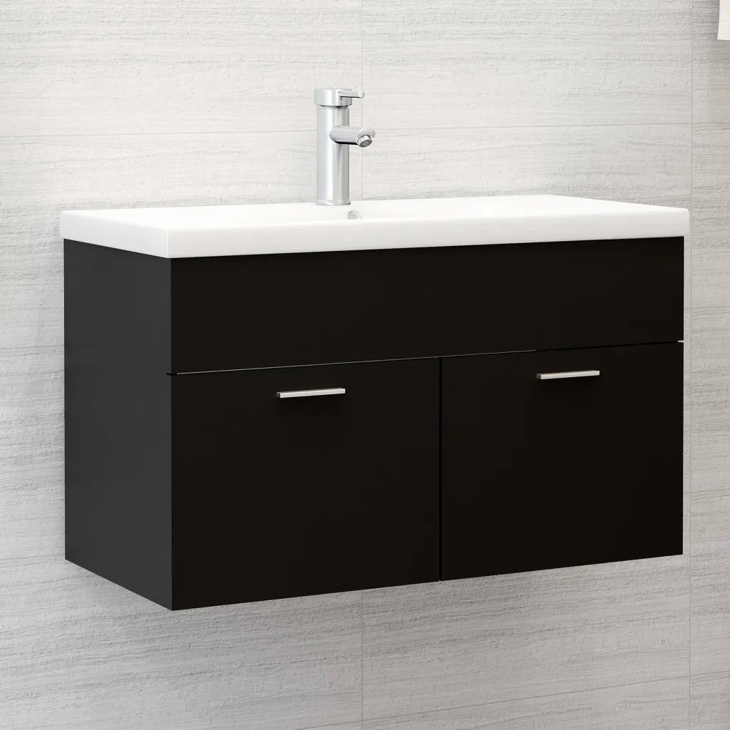 Mobile Sottolavabo Nero 80x38,5x46 cm in Legno Multistrato 804657