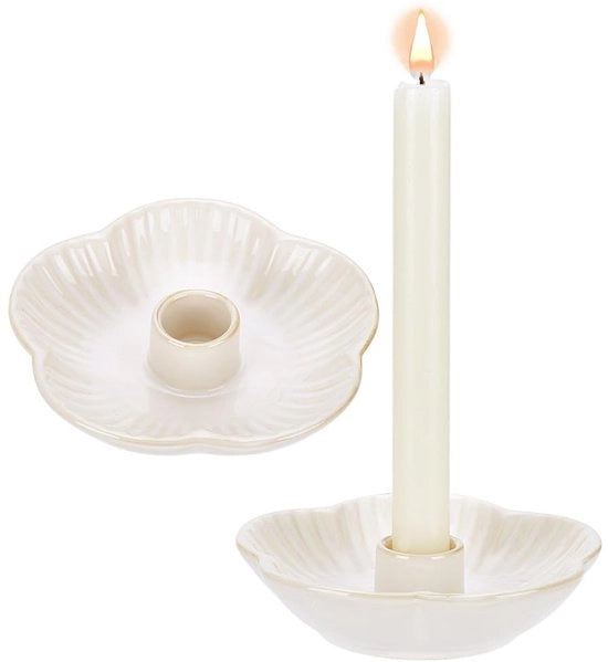 Candelabri in Porcellana - 2 Pezzi - Standalone a forma di Fiore - Sostegno di Candelabro in Ceramica - Decorazione per Matrimonio/Halloween - 12,3 cm