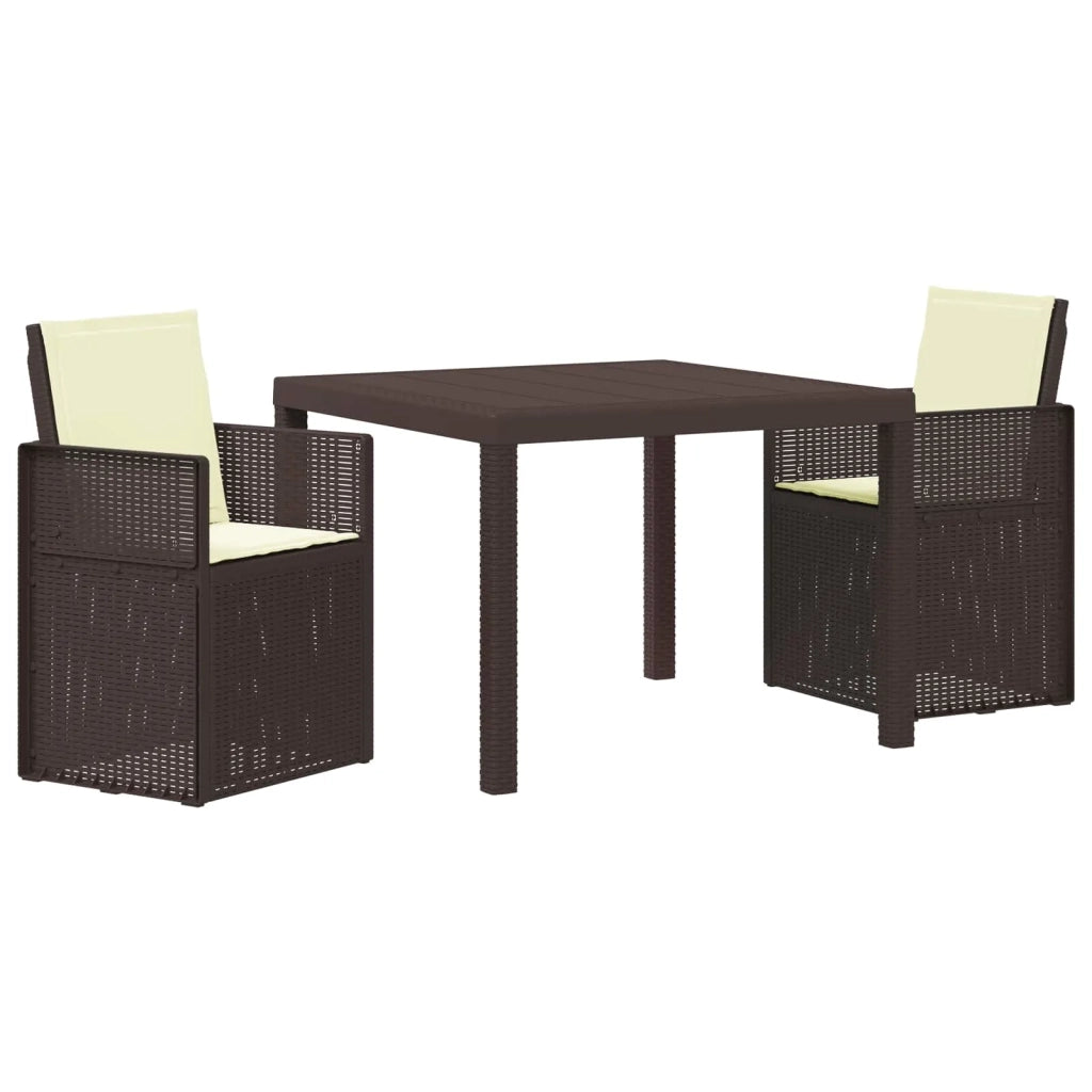 Set da Pranzo per Giardino con cuscino 3 pcs Marrone e Crema PP