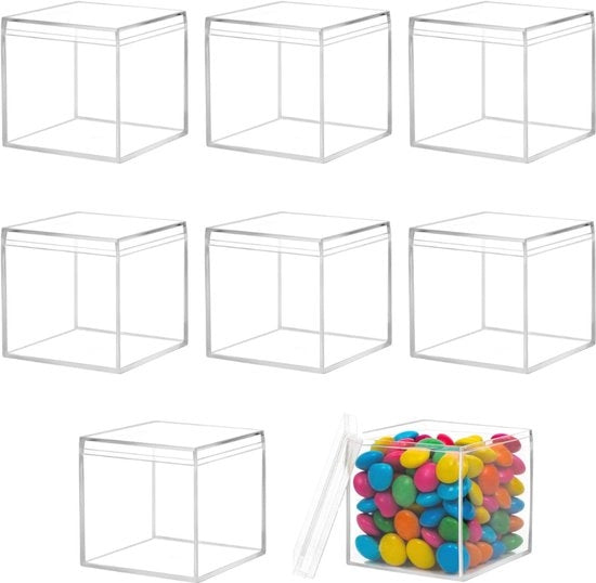 Contenitori in plastica acrilica trasparenti [8 pezzi] - Piccoli contenitori di conservazione con coperchi per l'organizzazione di gioielli, caramelle, figurine, regali di compleanno