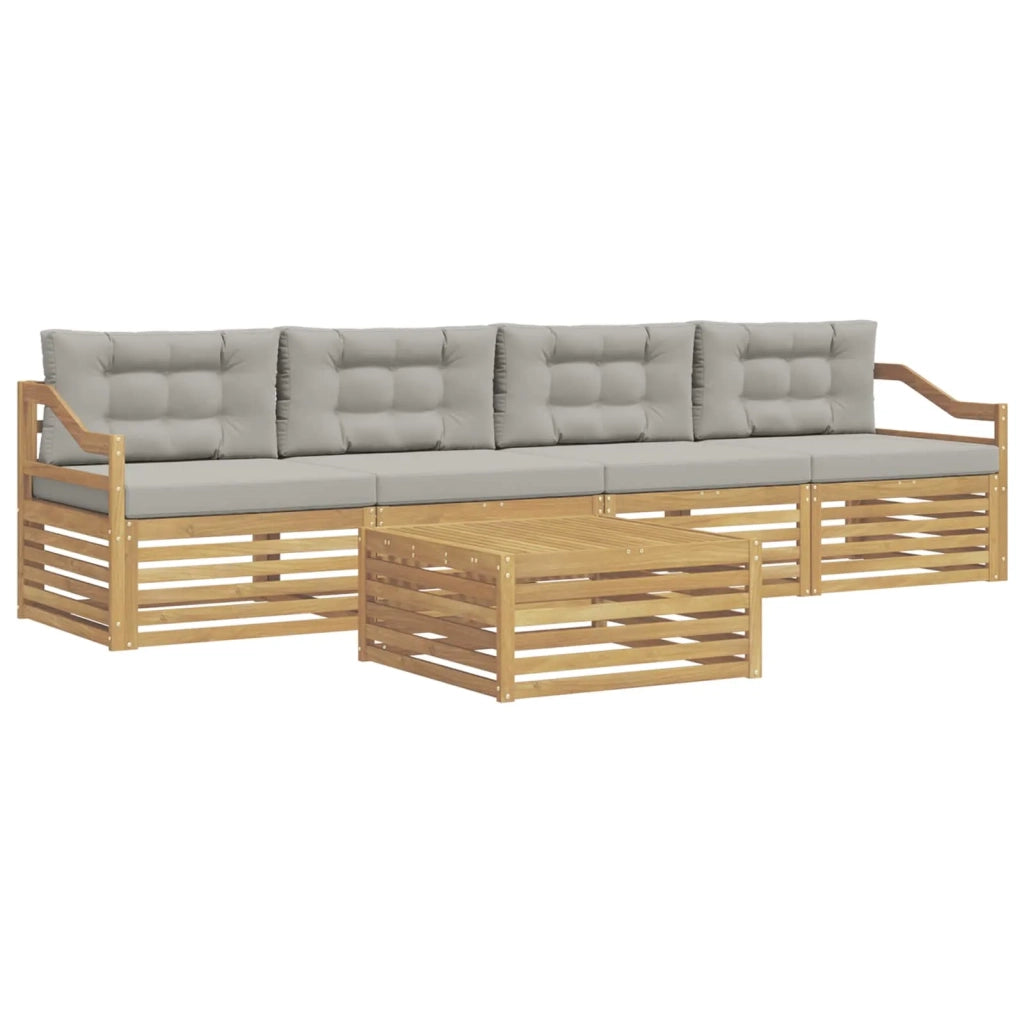Set di divani da esterno 5 pcs Bianco e Grigio Chiaro