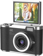 Camera digitale 48MP - Fotocamera digitale point-and-shoot 1080P - Flusso di luce LED integrato - Inclusa scheda di memoria 32GB + lettore scheda - Fotocamera CCD portatile - Nero