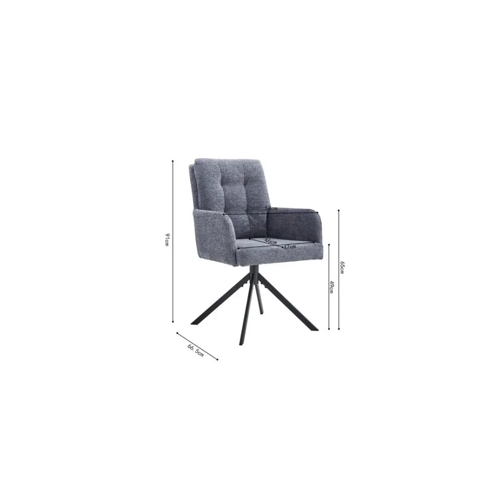 Sedia girevole PLUMO – Tessuto grigio scuro – L50 x H85 x P62 cm