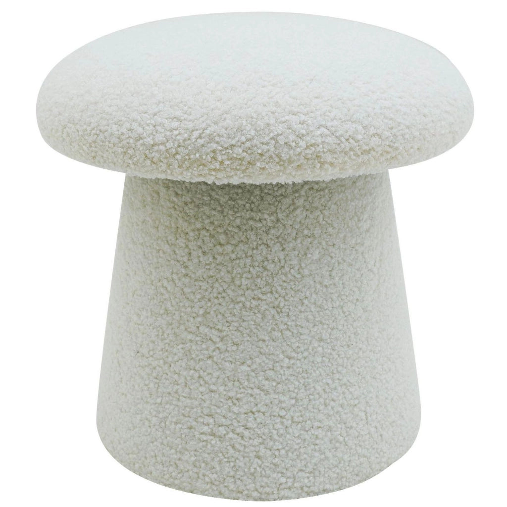 Marvin Pouf in Tessuto Teddy Morbido MUSHY Poggiapiedi Sgabello Imbottito di Design Moderno a Fungo per Camera da Bianco