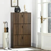 Mobile Scarpiera a 3 Livelli con Ripiani Regolabili per 18 Paia max, in Truciolato, 63x24x117 cm