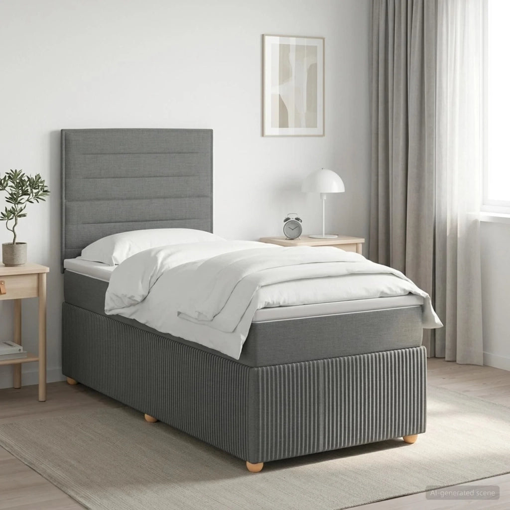 Letto box spring con materasso Grigio Scuro 100 x 200 cm 3454320
