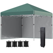 Gazebo pieghevole con 2 pareti ¨C zephmum ¨C verde 3x3m acciaio inox