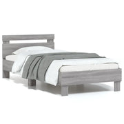 Giroletto con Testiera e LED Grigio Sonoma 75x190 cm 838755