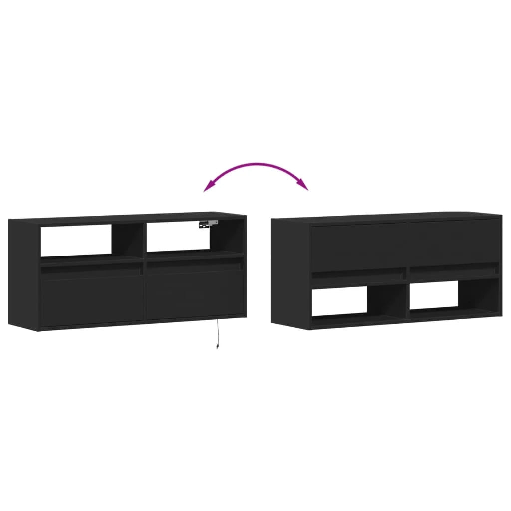 Mobile TV multimediale scaffale TV credenza mobile TV sala da pranzo soggiorno camera da letto mobile da parete con luci LED 100 x 31 x 45 cm nero 02_0027848