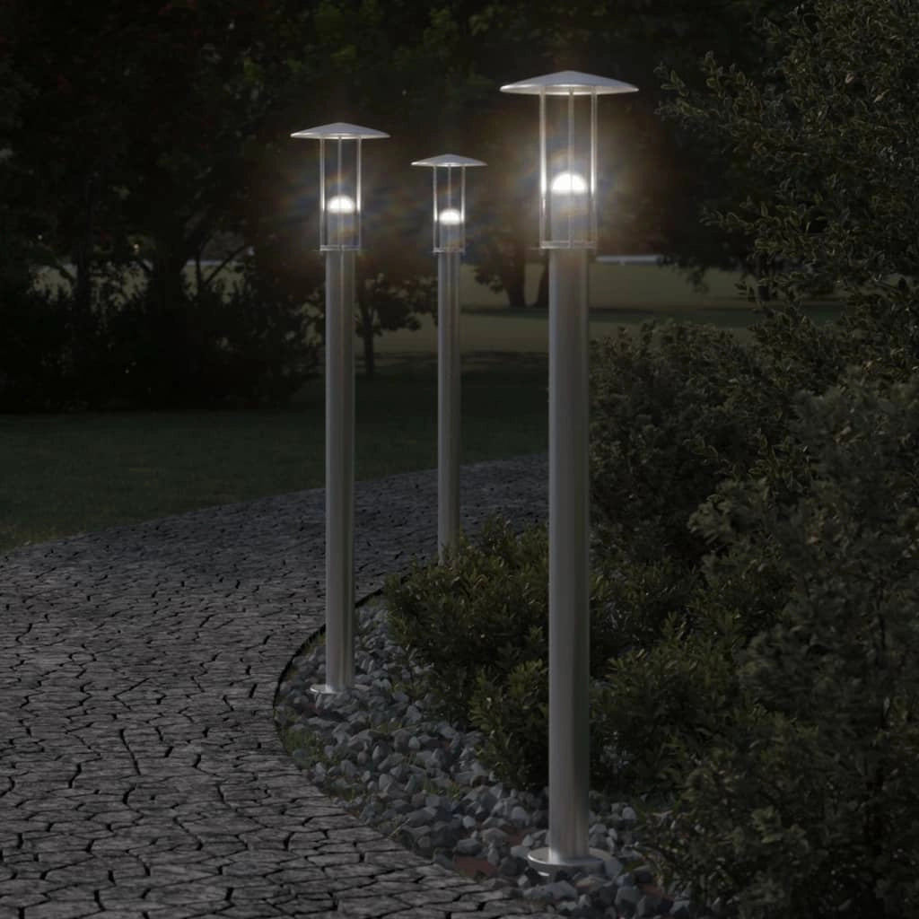 Set di 3 lampade da terra per esterni color argento 100 cm acciaio inox argento 02_0042555