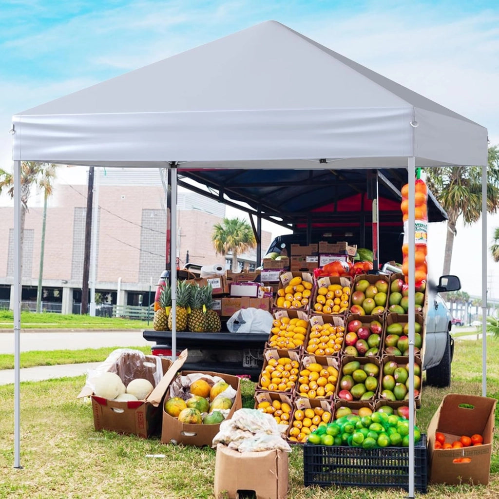 Gazebo Pop-up da Esterno 201 x 201 cm, Gazebo Regolabile in Altezza con Borsa da Trasporto, 8 Picchetti e 4 Corde Antivento, Tenda Pieghevole Portatile per Giardino (Bianco)