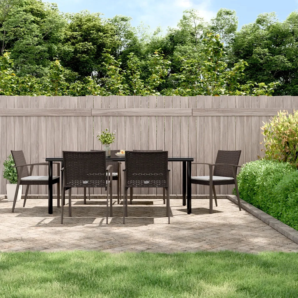 Set Pranzo da Giardino 7 pz con Cuscini in Polyrattan e Acciaio 3186997