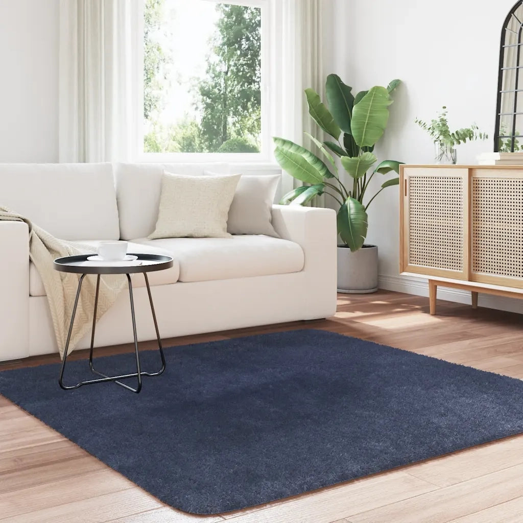 Tappeto Shaggy a Pelo Lungo NAVARRA Blu Marino 160x160 cm