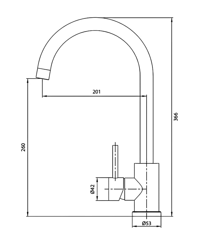 Miscelatore Lavello Canna a Ponte Girevole Acciaio Inox – Cartuccia Ø35 mm