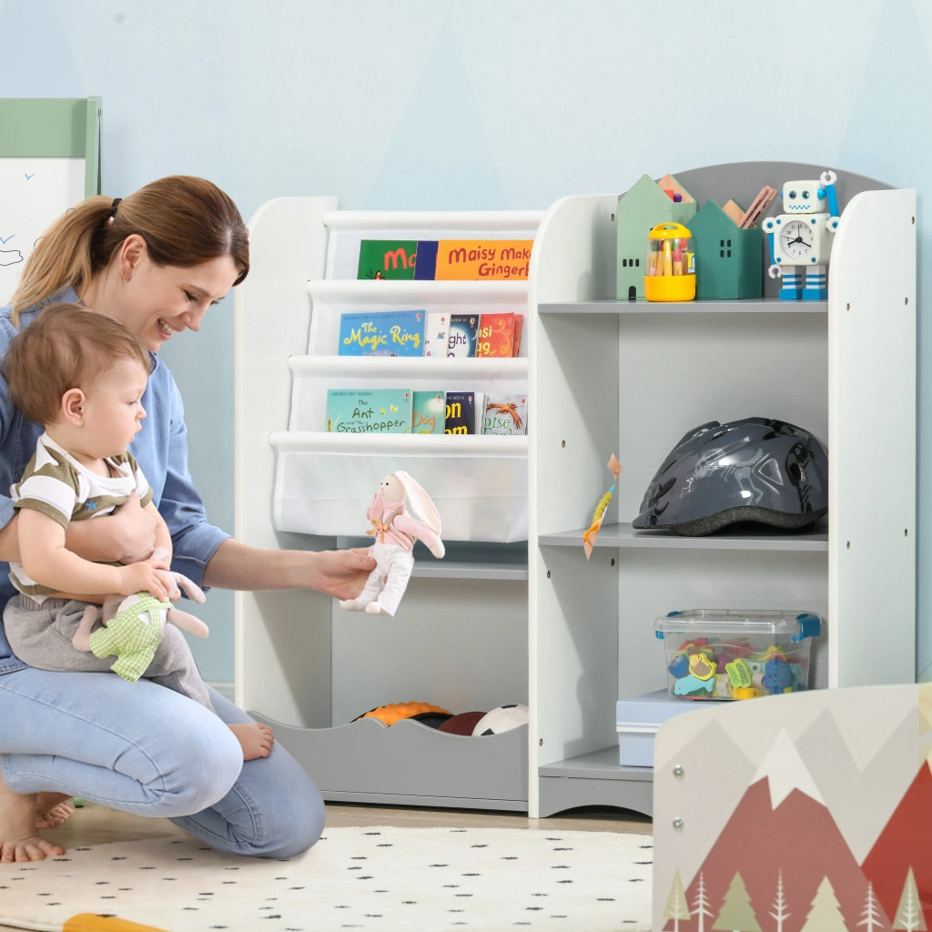 Scaffale Bambini con Ripiani Aperti ¨C zephmum ¨C 85x26x84 cm Grigio